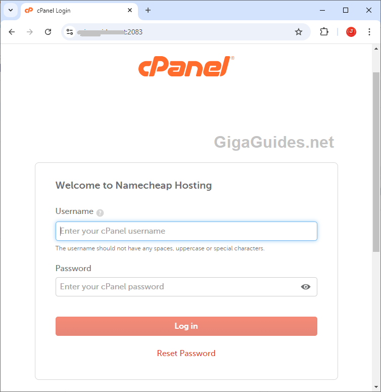 NameCheap cPanel login